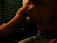 Straight muscular extra hung dude wanks on webcam