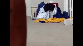 Handsome guy works out hard.