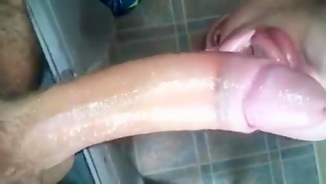 Deepthroating huge cock