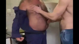Old young uncle fucking me in kitchen