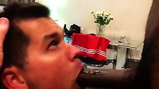 talented white boy deepthroating BBC to the base