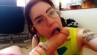 Nerdy Twen-worship his cock with me you cuck