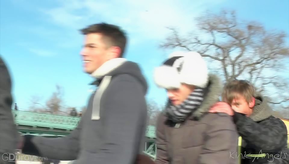 KA 12-4 KinkyAngels Practice Their Ice Skating Skills - Kevin Warhol, Gino Mosca, Andre Boleyn