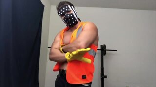 "worker" working his muscles (Tommy Flex)