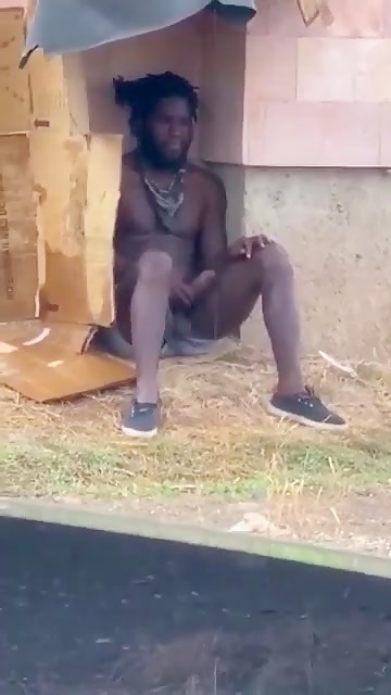 Horny homeless huge black cock