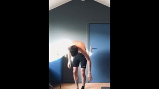 Fit lad wanks big cock