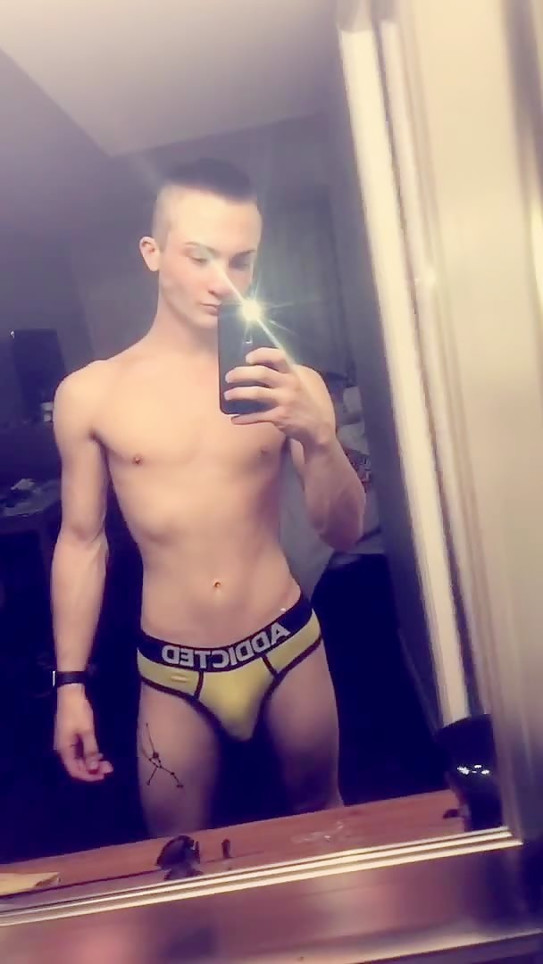 showing off bulge before cuming on floor