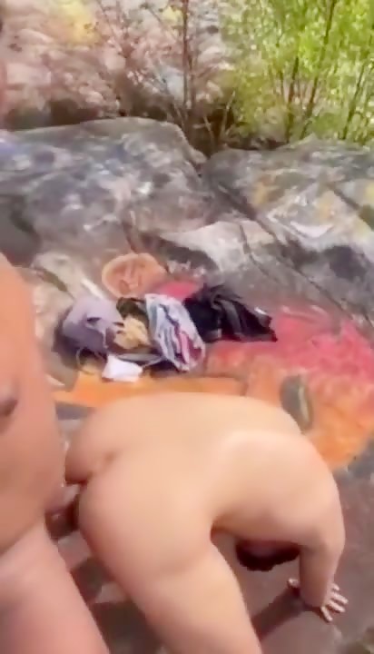 Interracial creampie in the woods