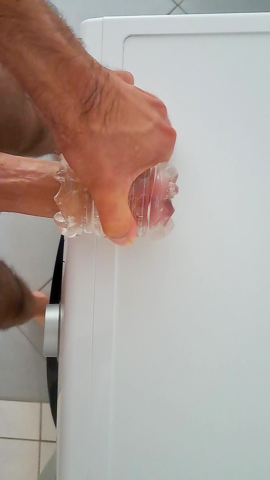 Fucking tight toy with big dick