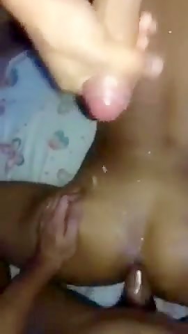 buddy supplies his friend cum as lube