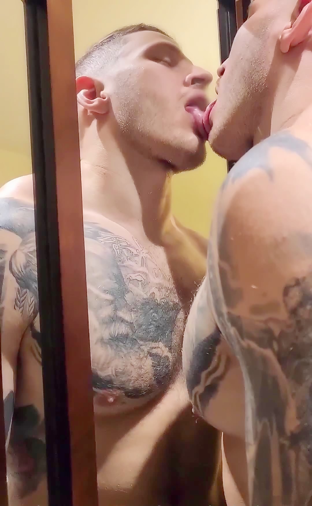 Big dick mirror jerk off and cum eating