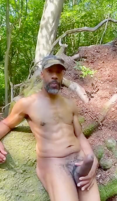 Dominican shows off fat monster cock in river