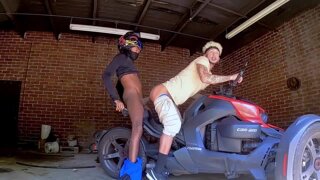 Huge Black Dick on the motor bike