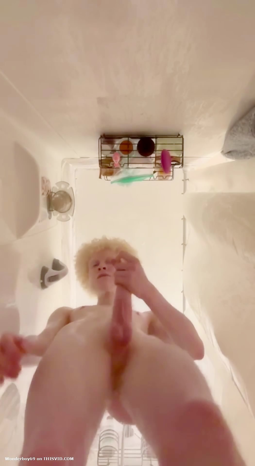 Young Hung Uncut Albino Drains His Nuts