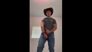 Hot Uncut Cowboy Jacks a Load Onto His Boots