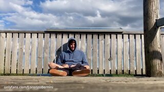 wank my big cock in public