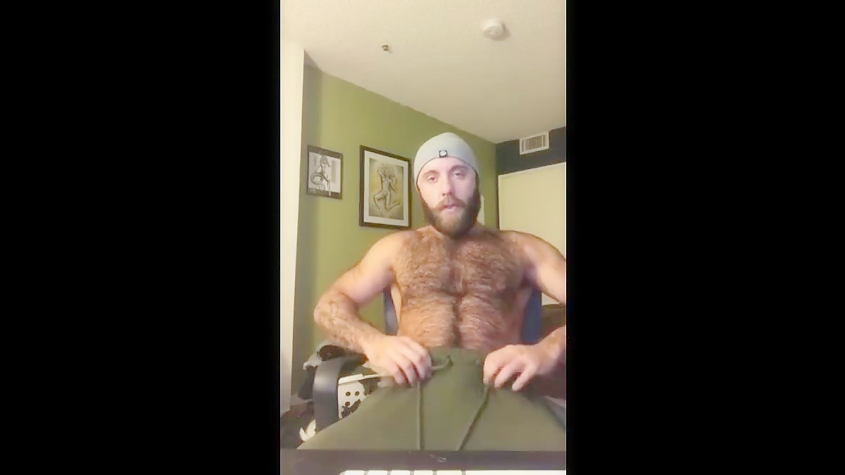 Hairy Lumberjack Masturbates, Showing Off His Cock