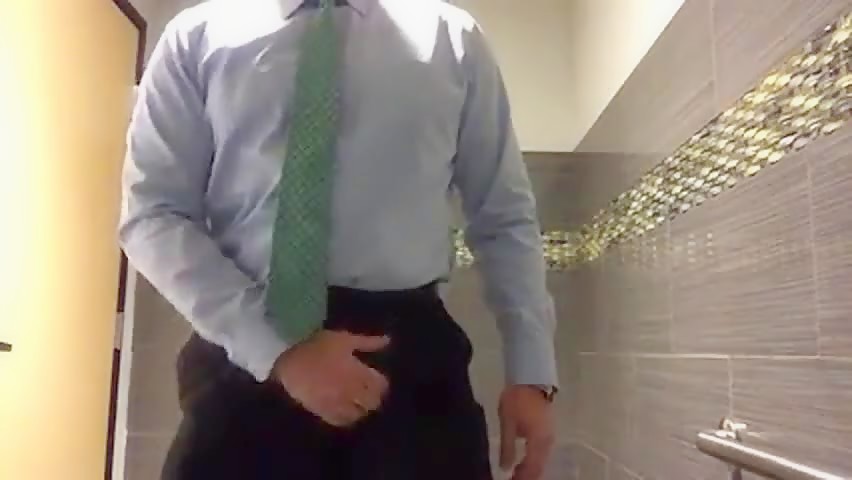 Big-Cock Daddy Strokes at Work