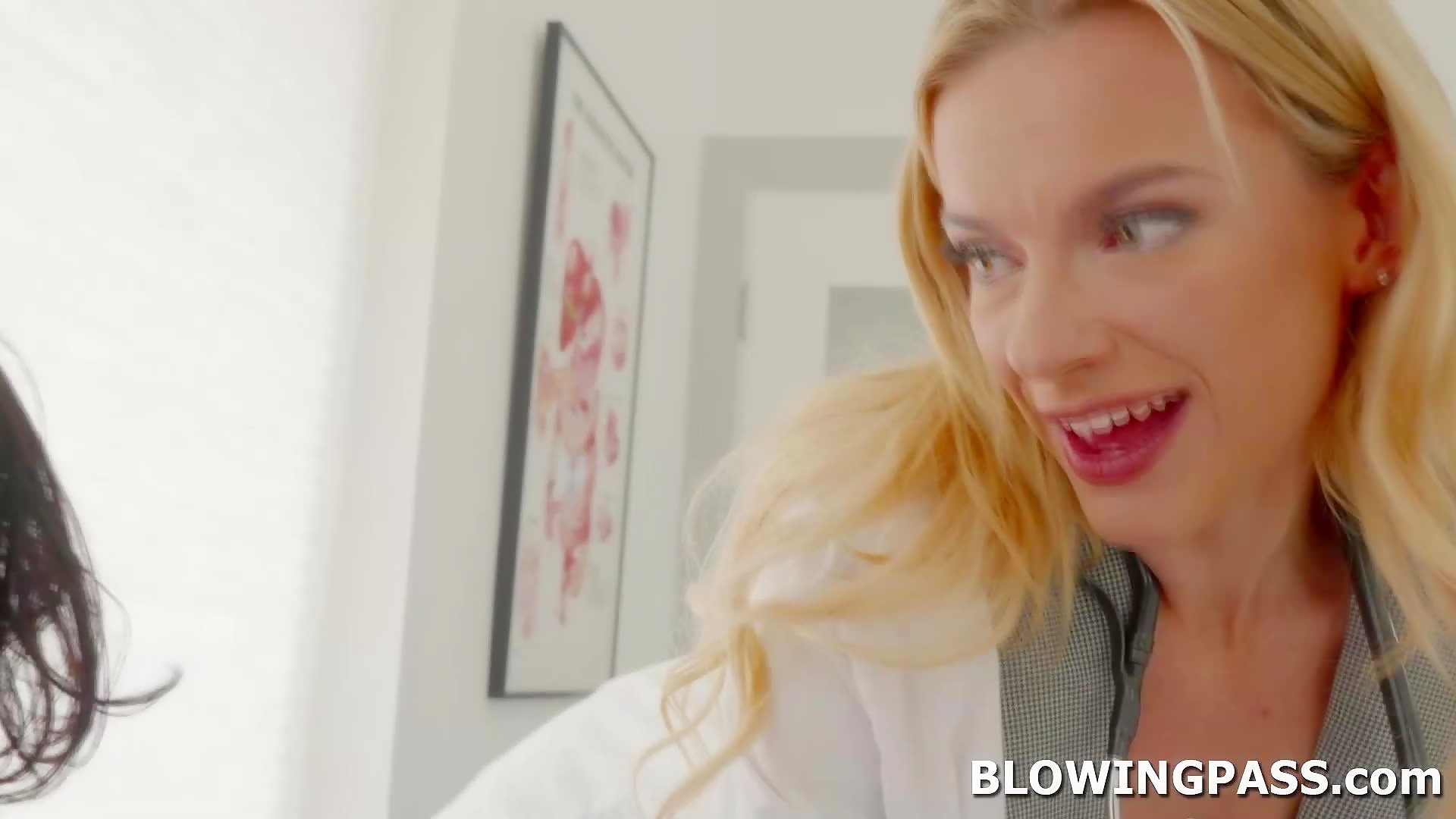 Milf doctor ball sucking and deepthroating patients big cock