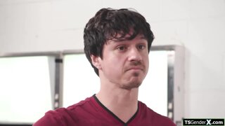 Tgirl nurse stays hard while anal riding