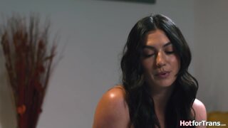 My mums busty bff has a big shemale cock